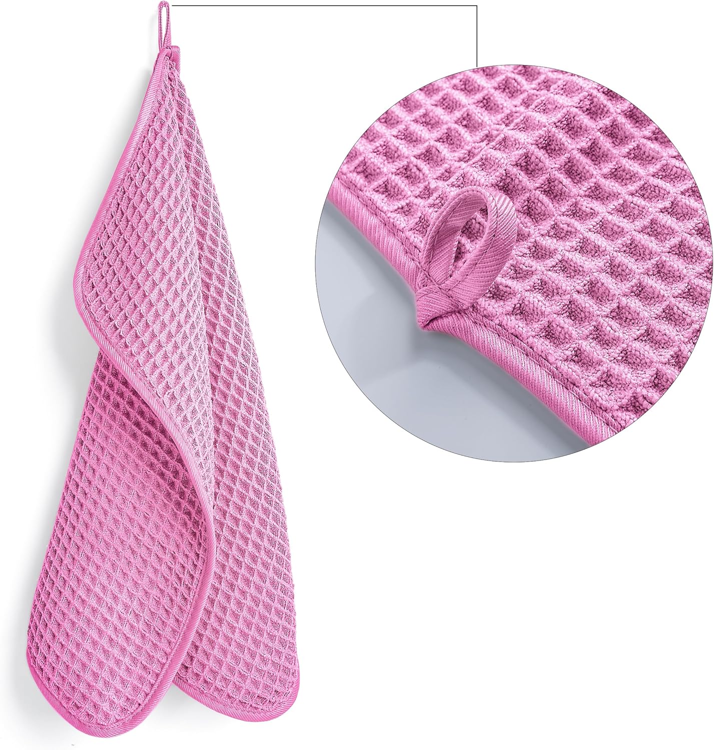 POLYTE Microfiber Lint Free Washcloth Face Towel, 13 x 13 in, 4 Pack (Waffle Weave)