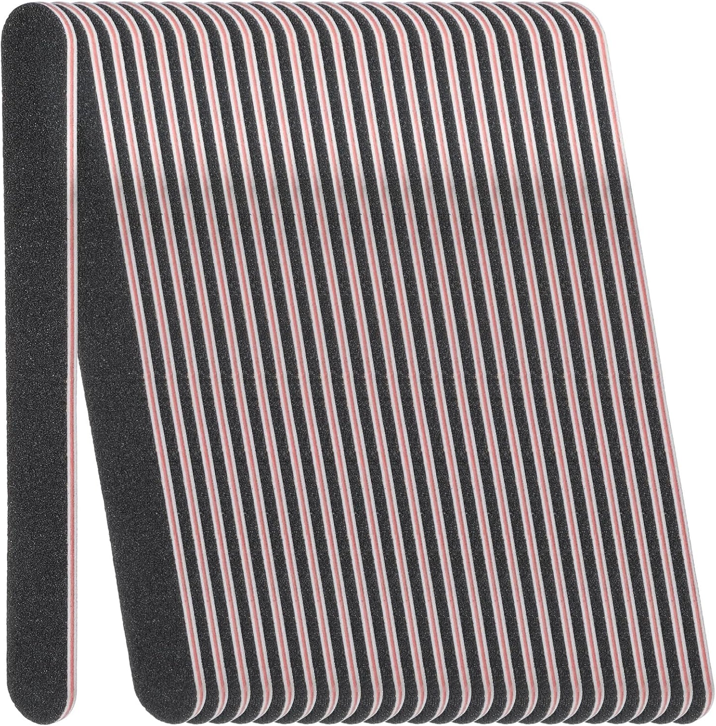 Nail Files (200 Pack), Professional Emery Board 100/180 Grit Nail File Double Sided Emory for Natural and Acrylic Nails Fingernail Files for Gel Nail Reusable Manicure Disposable Pedicure Black