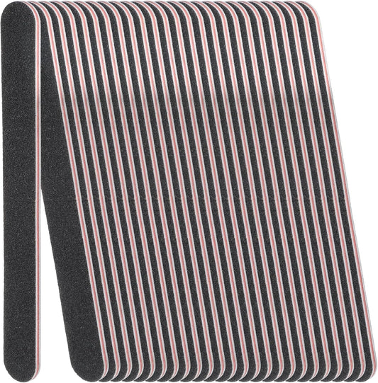 Nail Files (200 Pack), Professional Emery Board 100/180 Grit Nail File Double Sided Emory for Natural and Acrylic Nails Fingernail Files for Gel Nail Reusable Manicure Disposable Pedicure Black