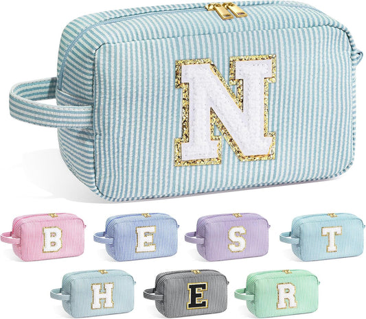 YOOLIFE Gifts for Grandma - Personalized Birthday Gifts for Grandma, Monogram Initial Makeup Bag Make Up Bag for Women N