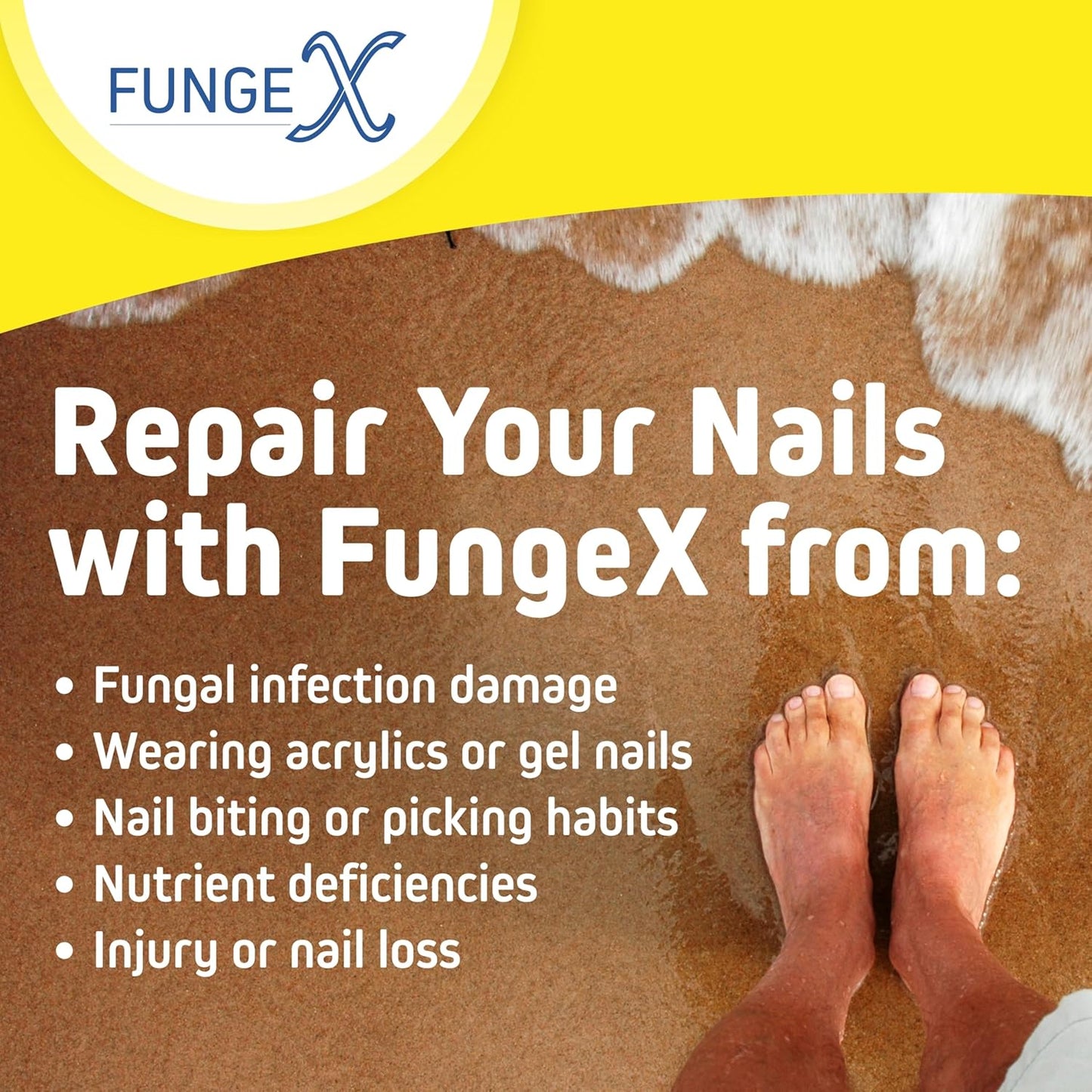 Multi Purpose Nail Repair Brush - Finger & Toenails - Reduces Discoloration & Normalizes Nail Thickness