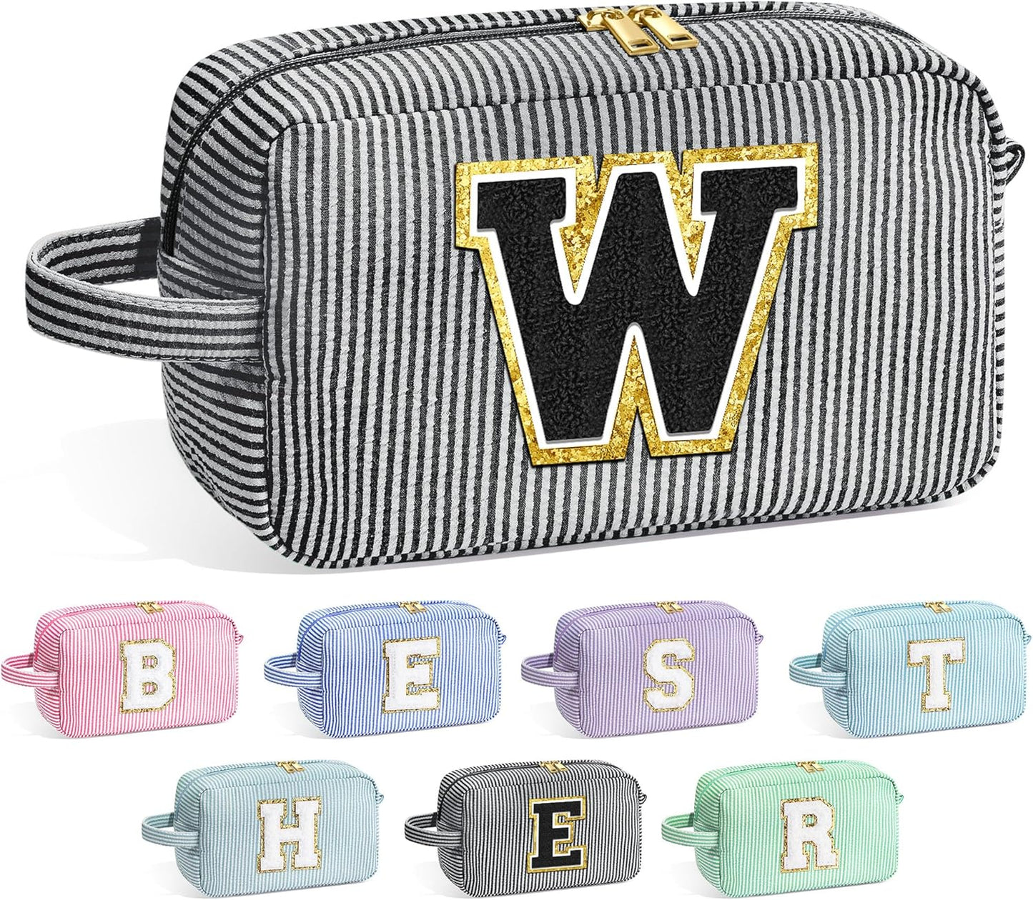 YOOLIFE Travel Monogram Initial Makeup Bags - Cosmetic Toiletry Bag Pouch Makeup Case for Mom, Best Friend, Teacher - Birthday Gifts