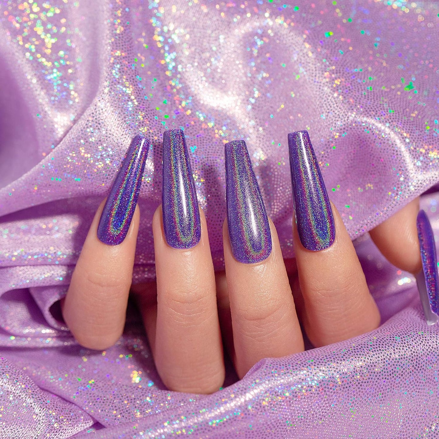 RARJSM Holographic Nail Polish Dark Purple Nail Polish 1 Pack 0.25 Fl.oz Quick Dry Gel Polish Nail Lamp Cured for Salon Home DIY Nail Art Design RAR76