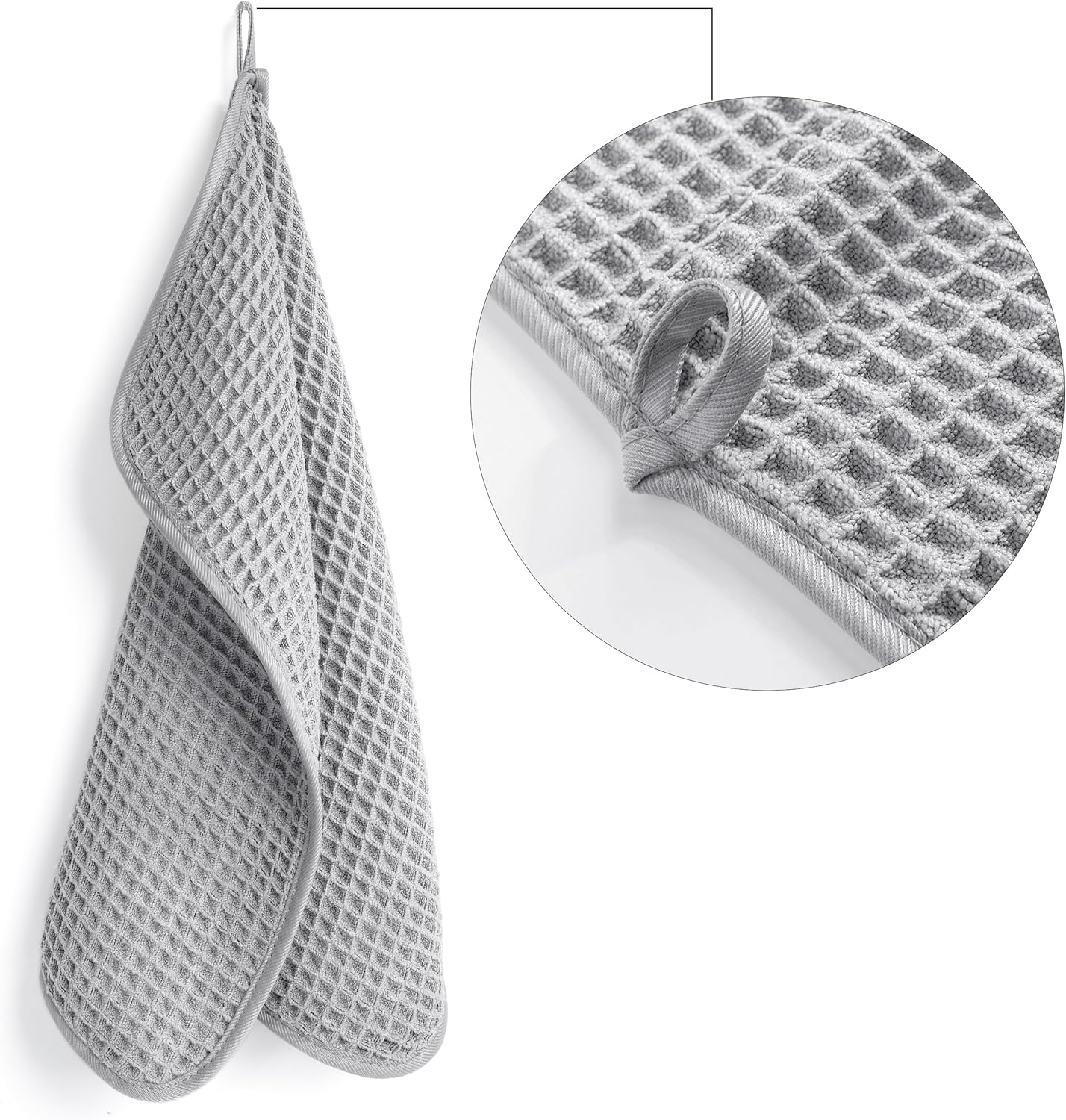 POLYTE Microfiber Lint Free Washcloth Face Towel, 13 x 13 in, 4 Pack (Waffle Weave)