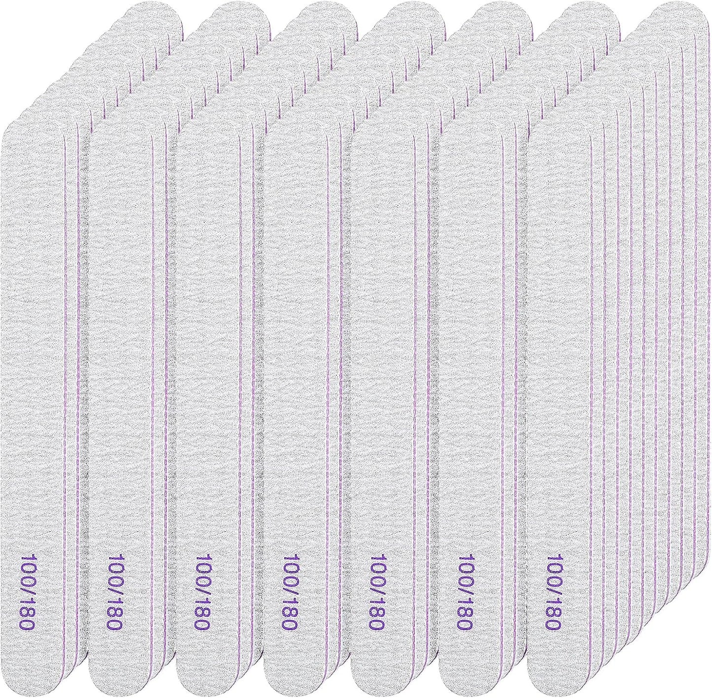 200 Pcs Nail Files 100/180 Grit Double Sides Emery Boards Reusable Nail Files for Acrylic Nails Professional Manicure Tools for Natural Nails Acrylic Nails Home and Salon Supplies (Oval)