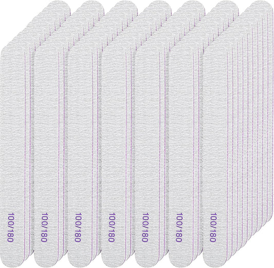 200 Pcs Nail Files 100/180 Grit Double Sides Emery Boards Reusable Nail Files for Acrylic Nails Professional Manicure Tools for Natural Nails Acrylic Nails Home and Salon Supplies (Oval)