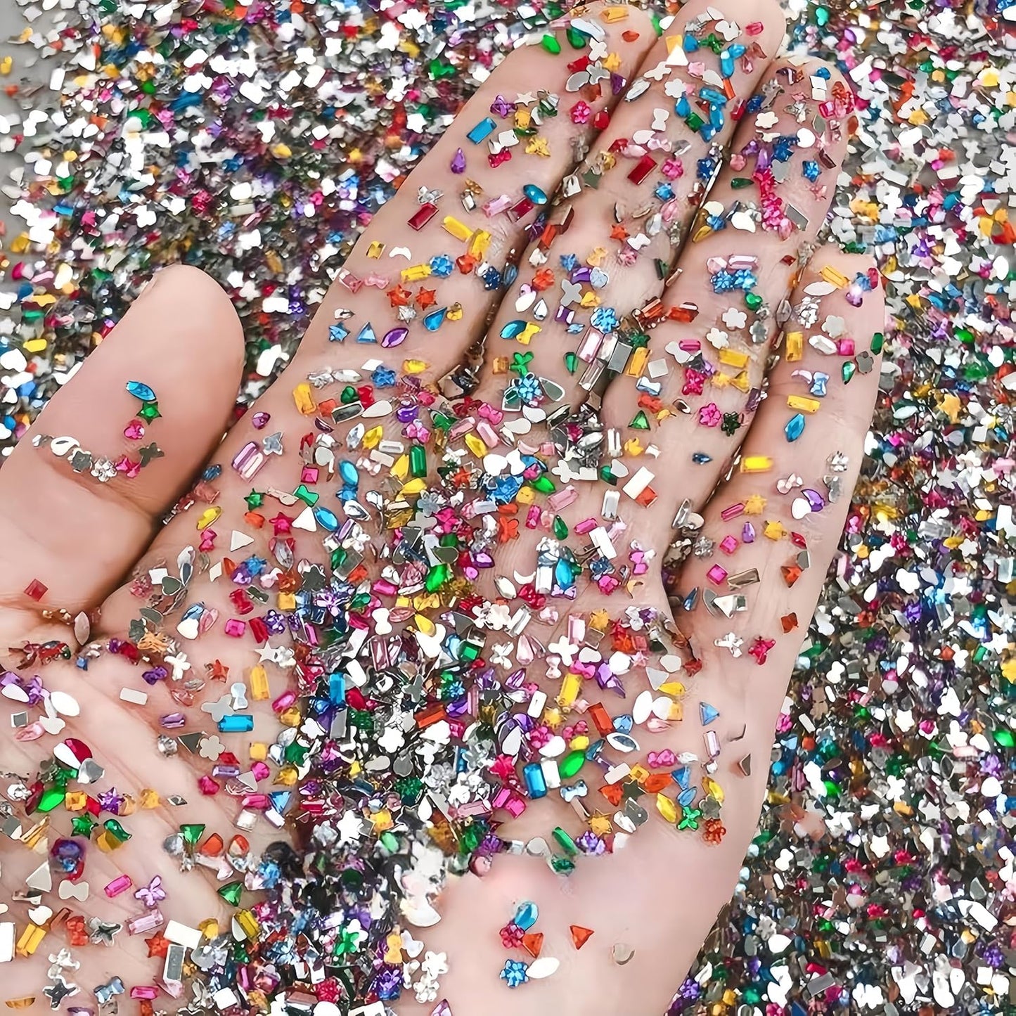 5000PCS Colorful Mini Rhinestones Nail Charms Multi Shape Crystal Flat Back Nail Gems 3D Kawaii Mini Moon Heart Star Flower Nail Diamonds Geometric Acrylic Nail Crafts for Women Girls Nail Supplies