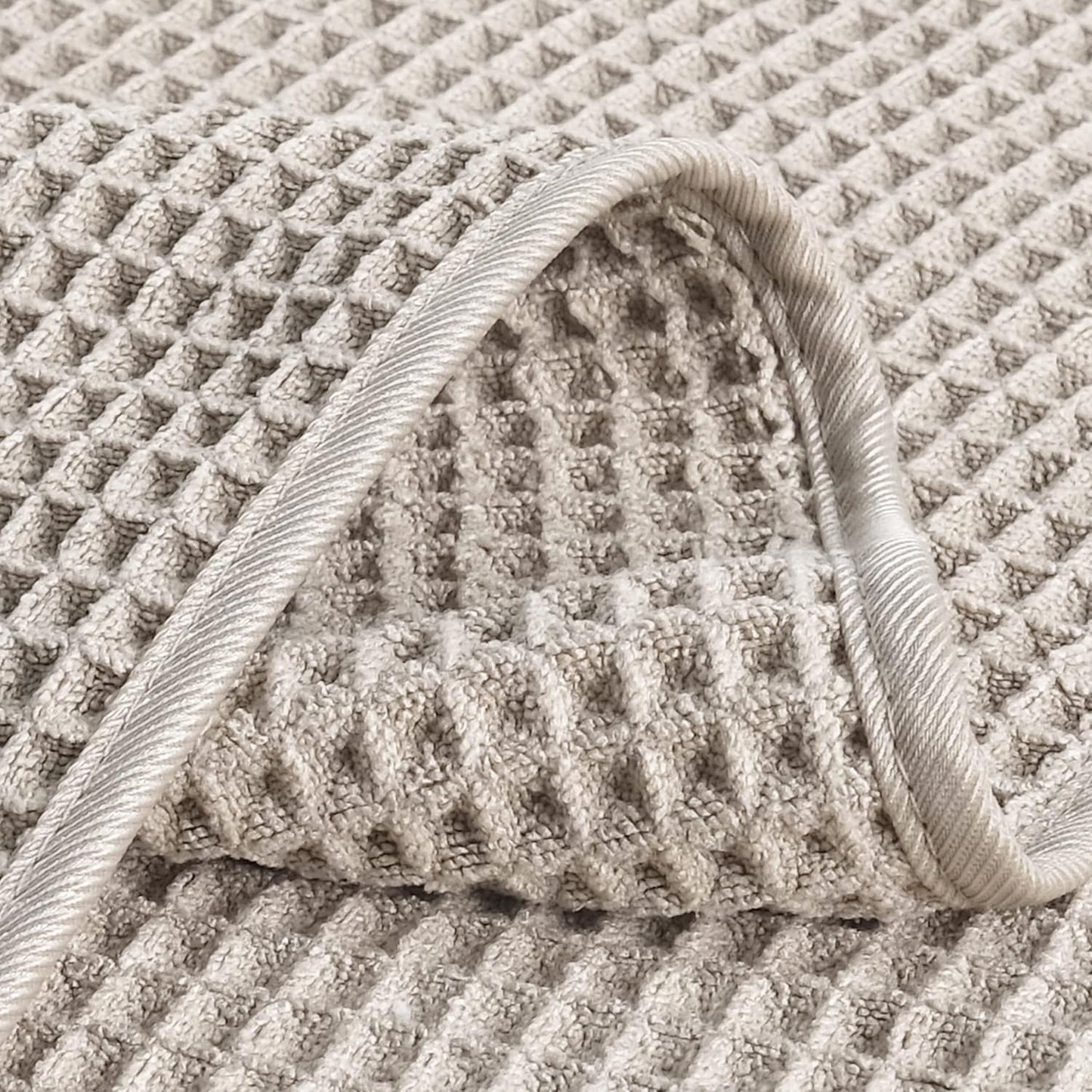 POLYTE Microfiber Lint Free Washcloth Face Towel, 13 x 13 in, 4 Pack (Waffle Weave)