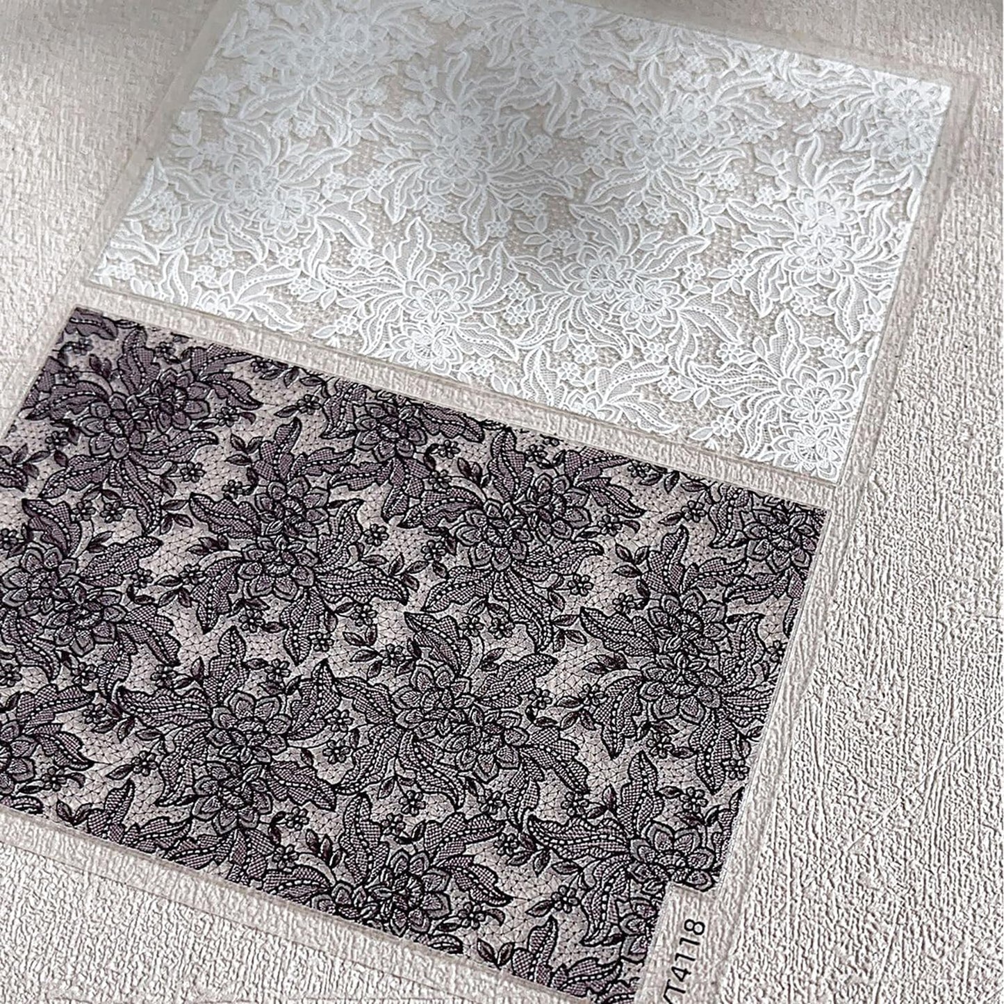 1 Sheets Embossed Lace Nail Decals for Nail Art Black White Flower Nail Stickers 5d Self-Adhesive Lace Flowers Nail Decals Fall Winter Nail Decoration for Women Nails Designs Accessories