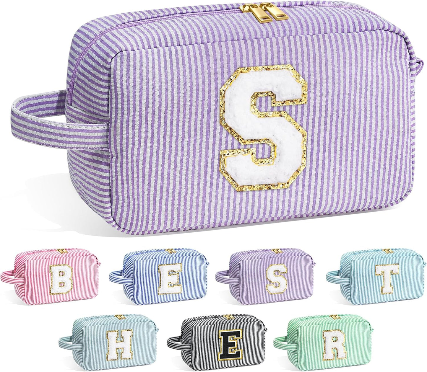 YOOLIFE Birthday Gifts - 21st 20th 30th 40th 50th 60th Birthday Gifts for Women, Happy Birthday Gifts, Personalized Birthday Gifts for Women, Monogram Initial Makeup Bag, Cosmetic Bag for Women S