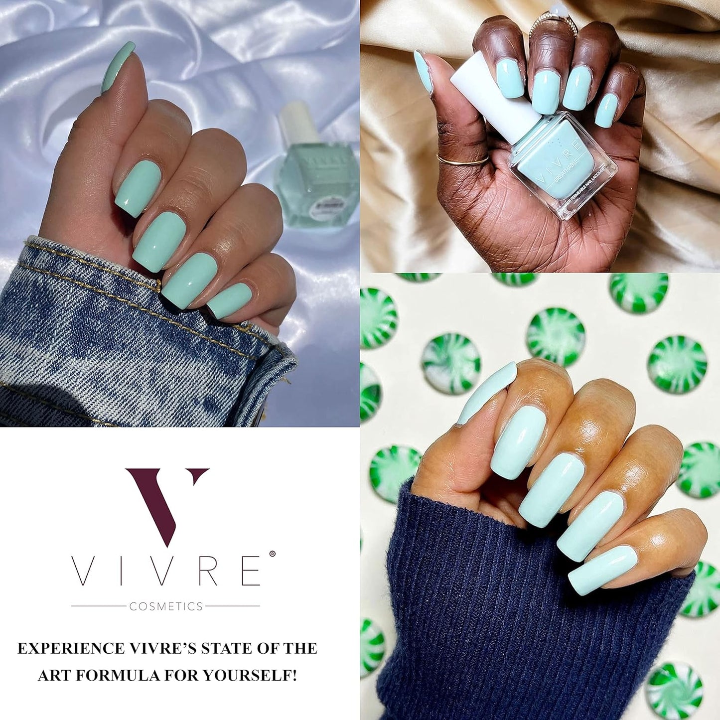 VIVRE Cosmetics Nail Polish - Quick Dry, Shiny, Halal, Vegan, Non-Toxic, Long Lasting, Certified Breathable and Water Permeable - No Commit-Mints