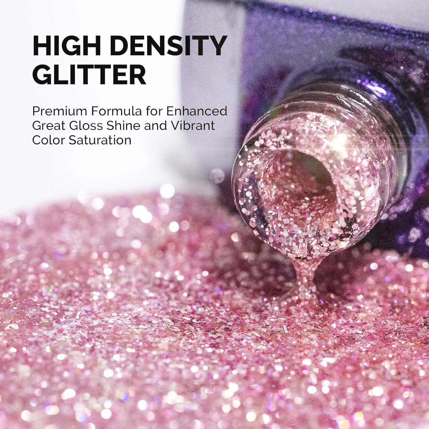 MelodySusie Galaliver Glitter Gel Nail Polish, 15ML Sparkly Shimmer Gel Polish Soak Off UV LED Cured Long Lasting Gift for Women DIY Nail Design Nail Art Manicure Sweet Pink X12