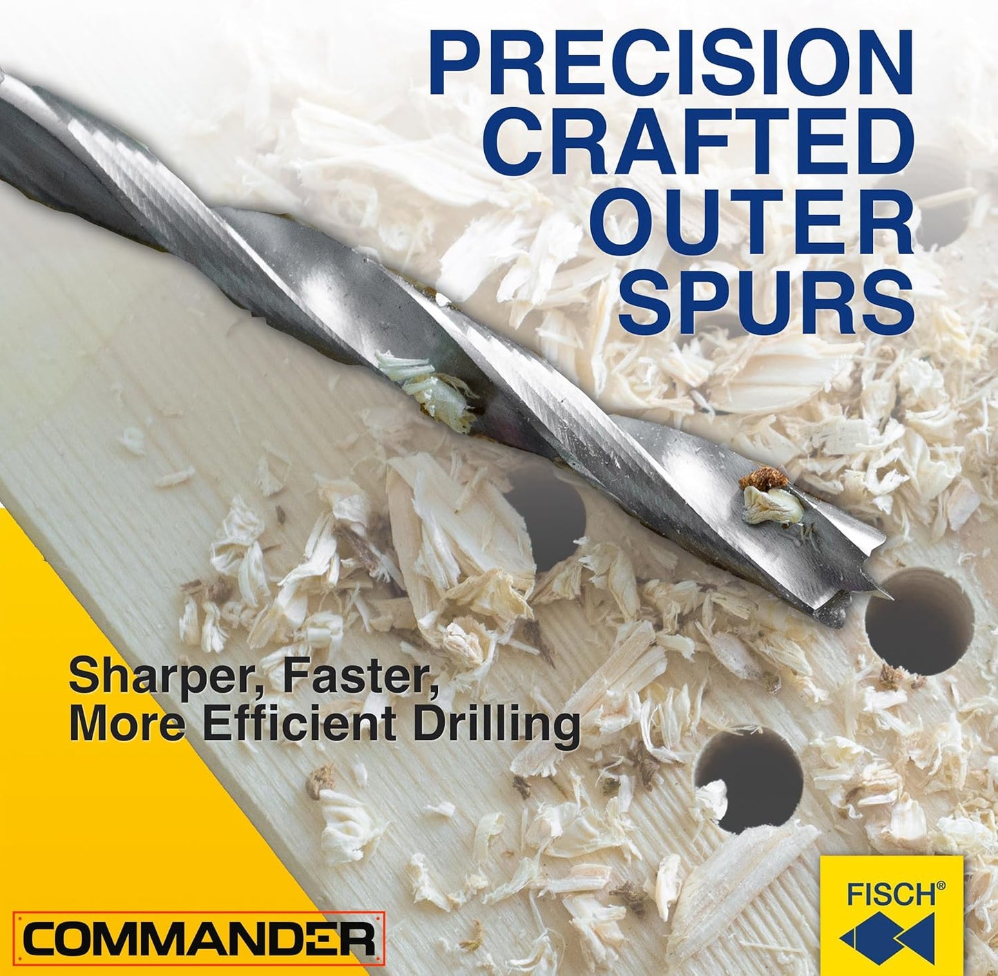 Fisch Brad Point Drill Bits (3mm x 61mm) - Premium Drill Bits for Soft, Hard, Veneered and Laminated Wood, MDF and Acrylic Glass - Beveled Edge for Fast, Easy Cutting - FSF-003915 - Made in Austria