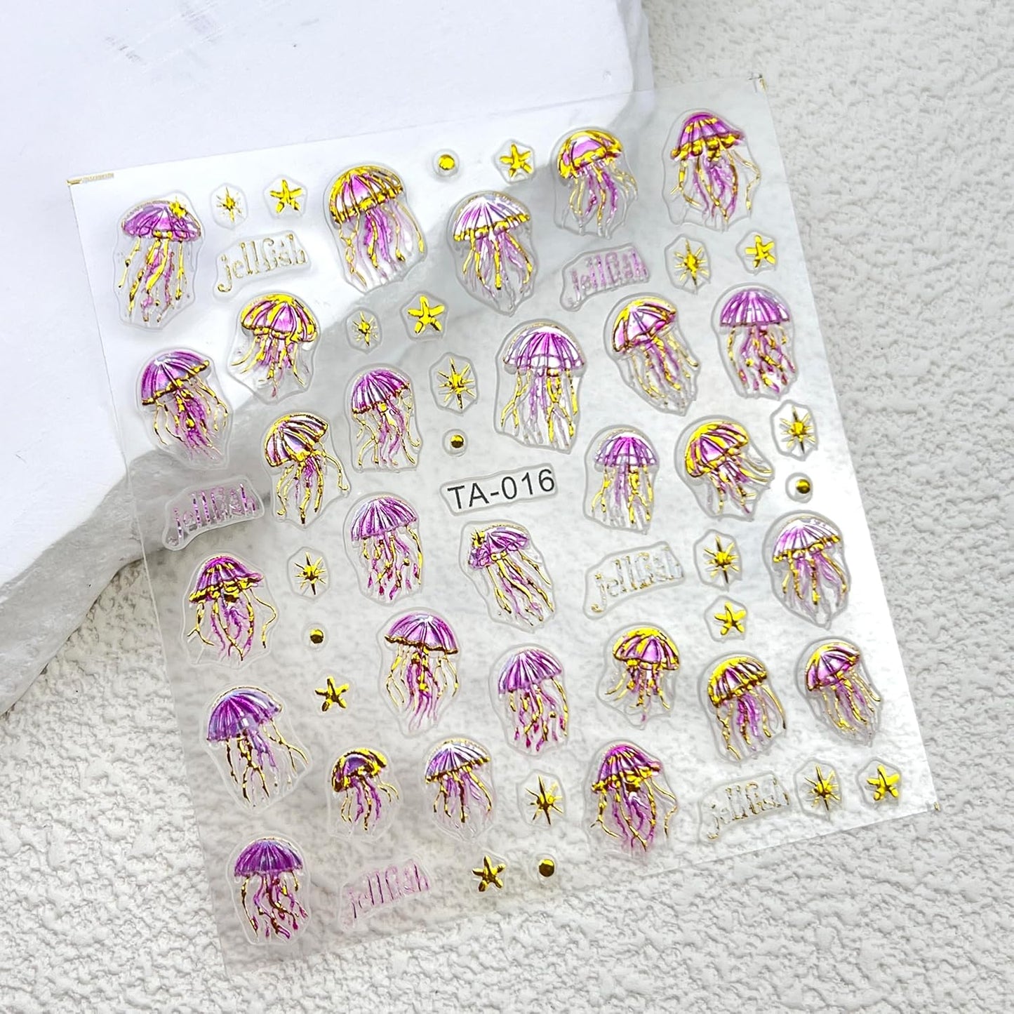 2 Sheets Summer Nail Art Stickers 5D Embossed Beach Shell Starfish Cute Dolphin Mermaid Pearl Jellyfish Designs Self Adhesive Nails Supplies Blue Summer Sea Theme Manicure Decorations for Women
