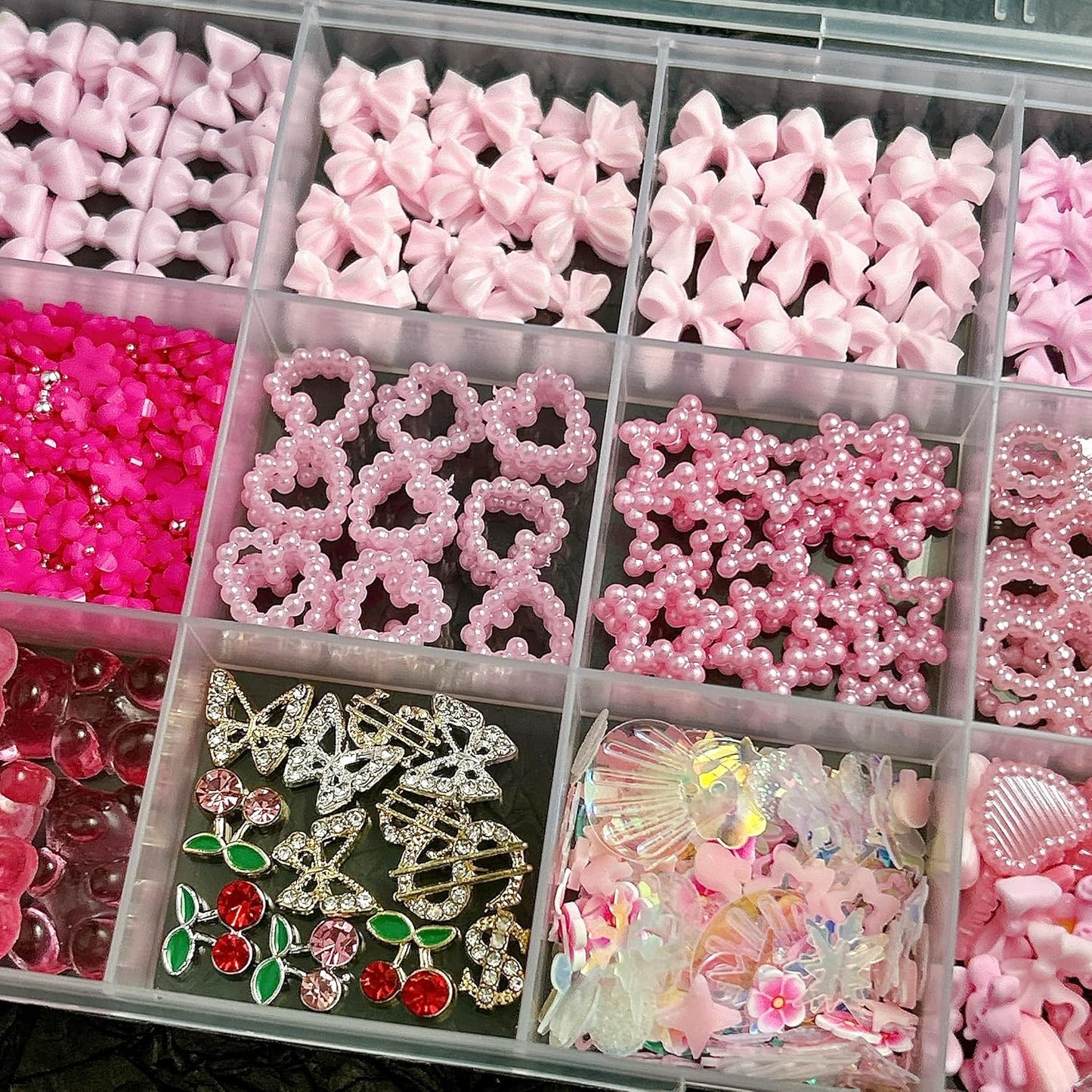 Gummy Candy Bear Nail Charms, Cute Pink Flower Bow 3D Nail Charms for Nails Design, Alloy Cherry Butterfly Dollar Nail Art for Women Manicure DIY Crafts