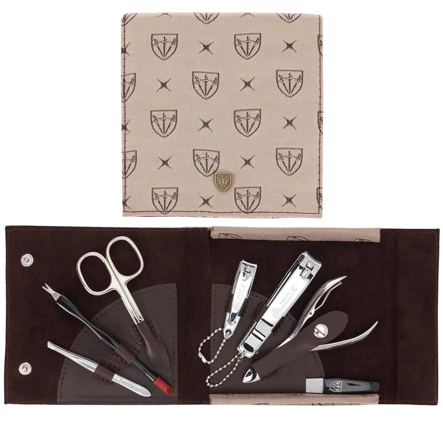 3 Swords Germany - brand quality 7 piece manicure pedicure grooming kit set for professional finger & toe nail care scissors clipper textile case in gift box, Made in Germany