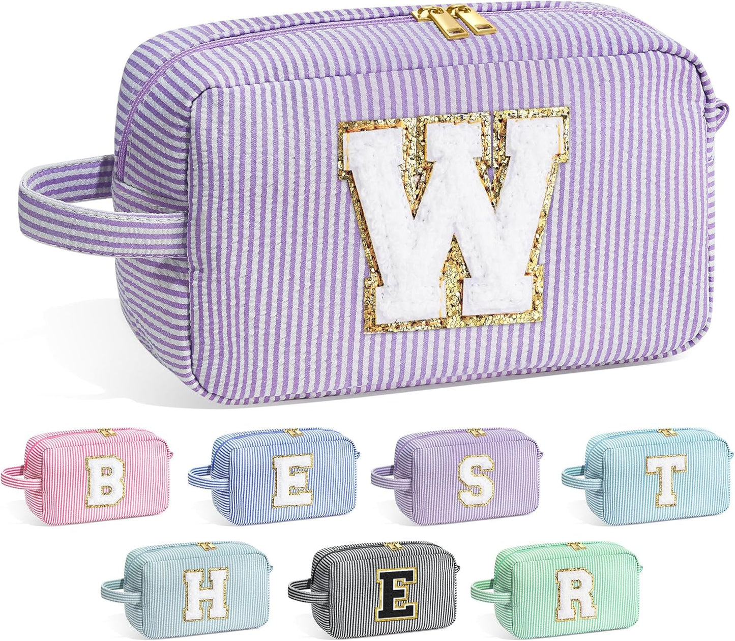 YOOLIFE Travel Makeup Bag - Personalized Monogram Initial Makeup Bags Cosmetic Toiletry Bag Pouch for Women, Mom, Her Best Friend, Female Teacher, Birthday Gifts