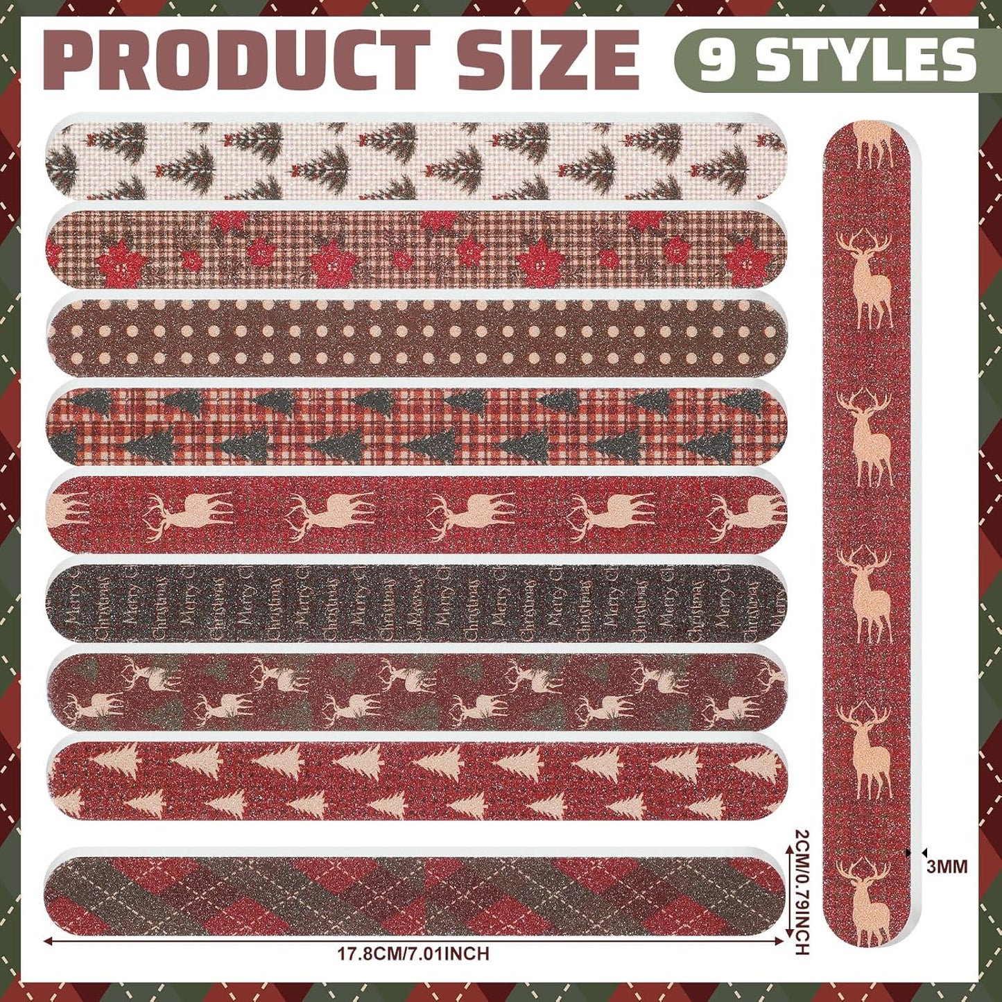 45 Pack Christmas Nail Files Gifts Bulk Holiday Emery Boards Double-Sided Christmas Party Nail Files Bulk Stocking Stuffers Christian Gifts for Women Customers Coworkers Staff(Vintage)