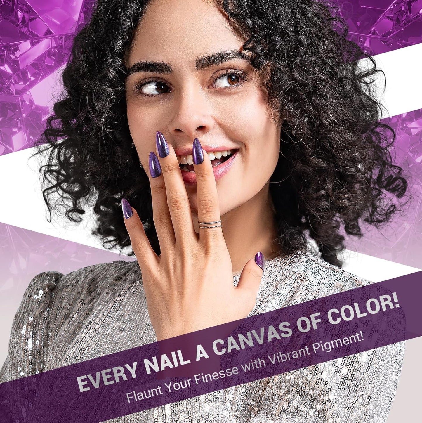 MelodySusie Purple Glitter Gel Nail Polish,0.5fl oz Universe Star Glitter Nail Polish Purple Blue Color Z035, Soak Off UV LED Nail Lamp Gel Polish Nail Art Starter Manicure Salon DIY At Home