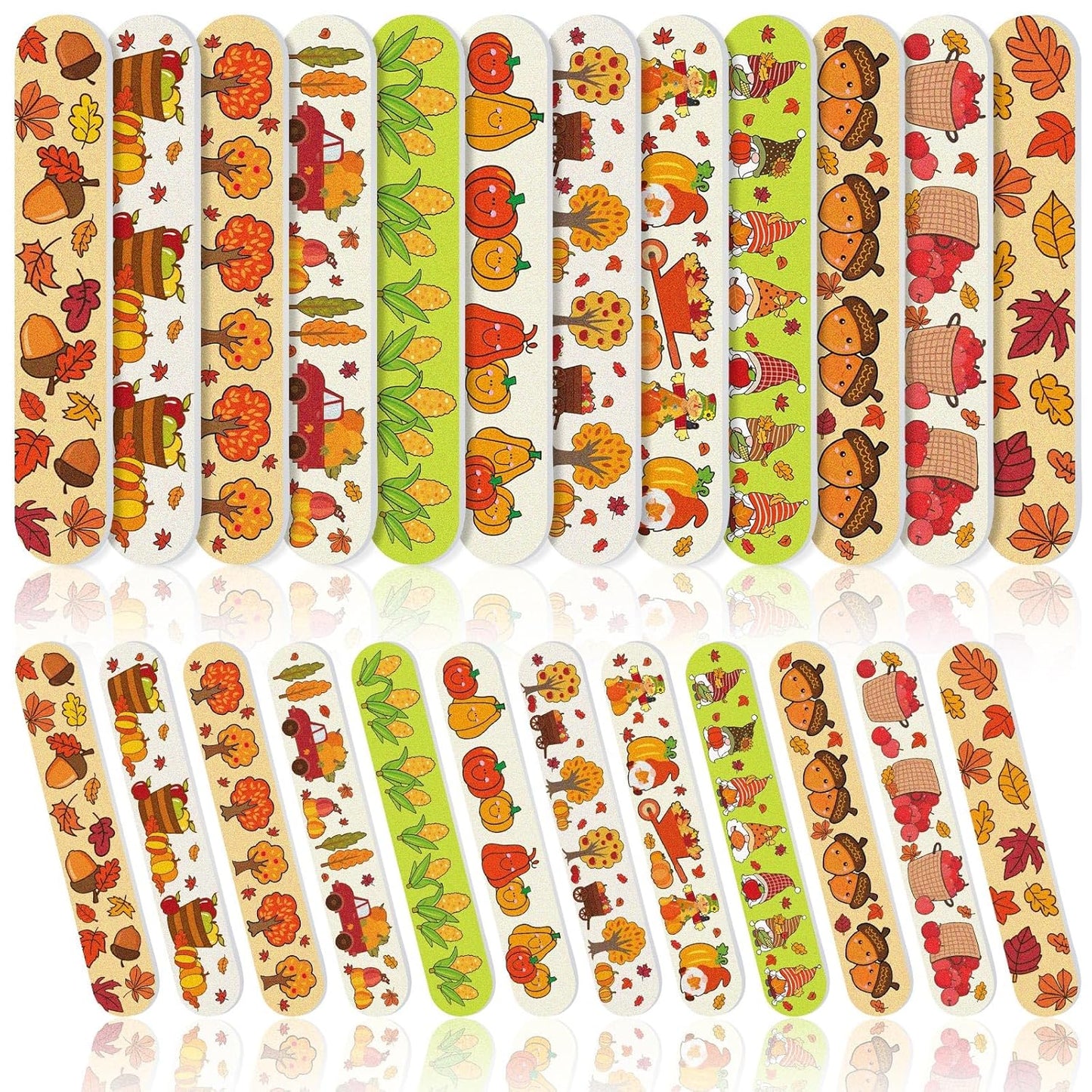 Gisafai 48 Pcs Fall Nail File Emery Board Gift Set Double Sided Nail Files Bulk Mini Thanksgiving Harvest Pumpkin Emery Board Manicure Tool for Autumn Natural Acrylic Nails Thanksgiving Party Supplies
