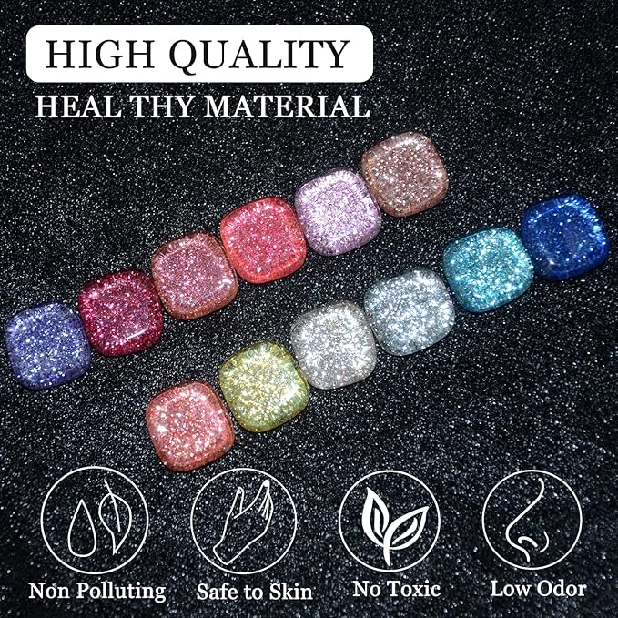 Nail Art Gel Liner Set, 12 Colors Platinum Pink Gold Green Glitter Fall Winter Gel Polish for Swirl French Tip Painting Designs Soak Off Built Thin Brush DIY Nail Design Kit