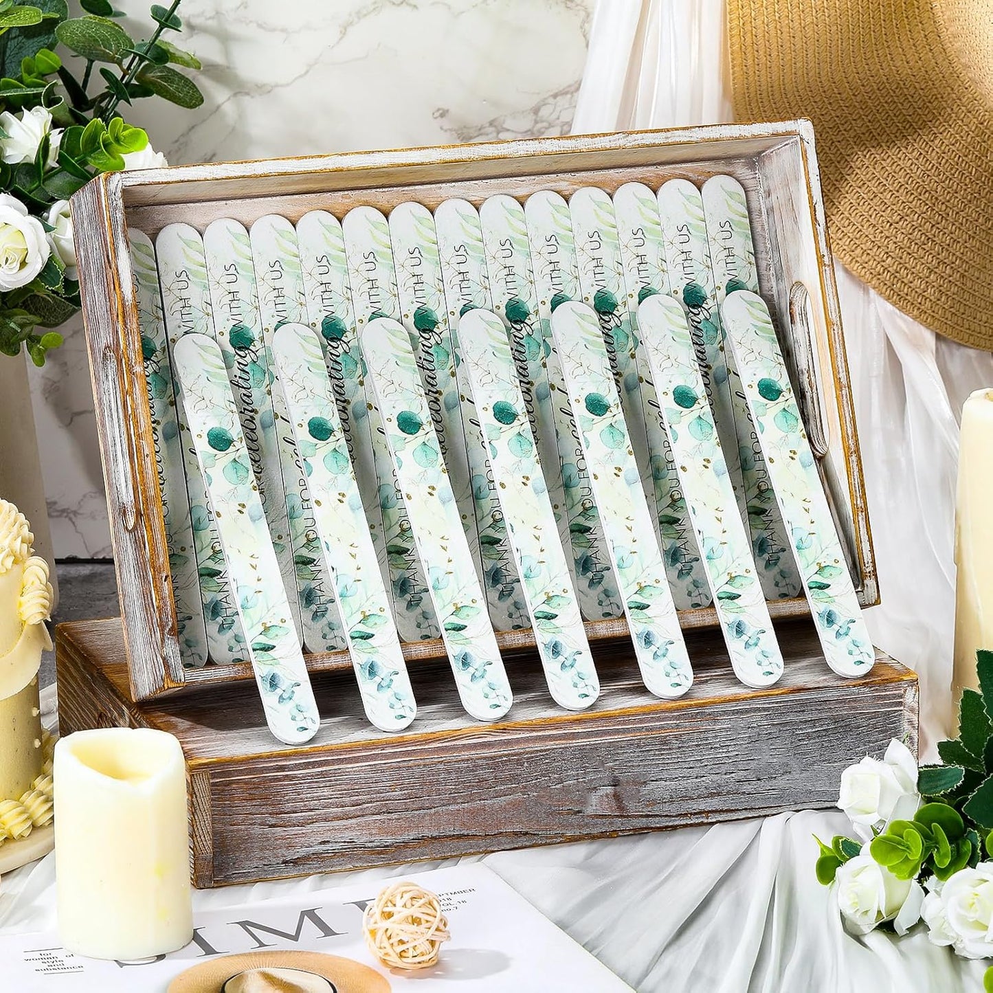 50 Pcs Wedding Bridal Shower Party Favors Bulk Nail Files Emery Boards for Guests Bridesmaid Bachelorette Party Favors Thank You for Celebrating with Us Game Prizes Gifts Bags Stuffers