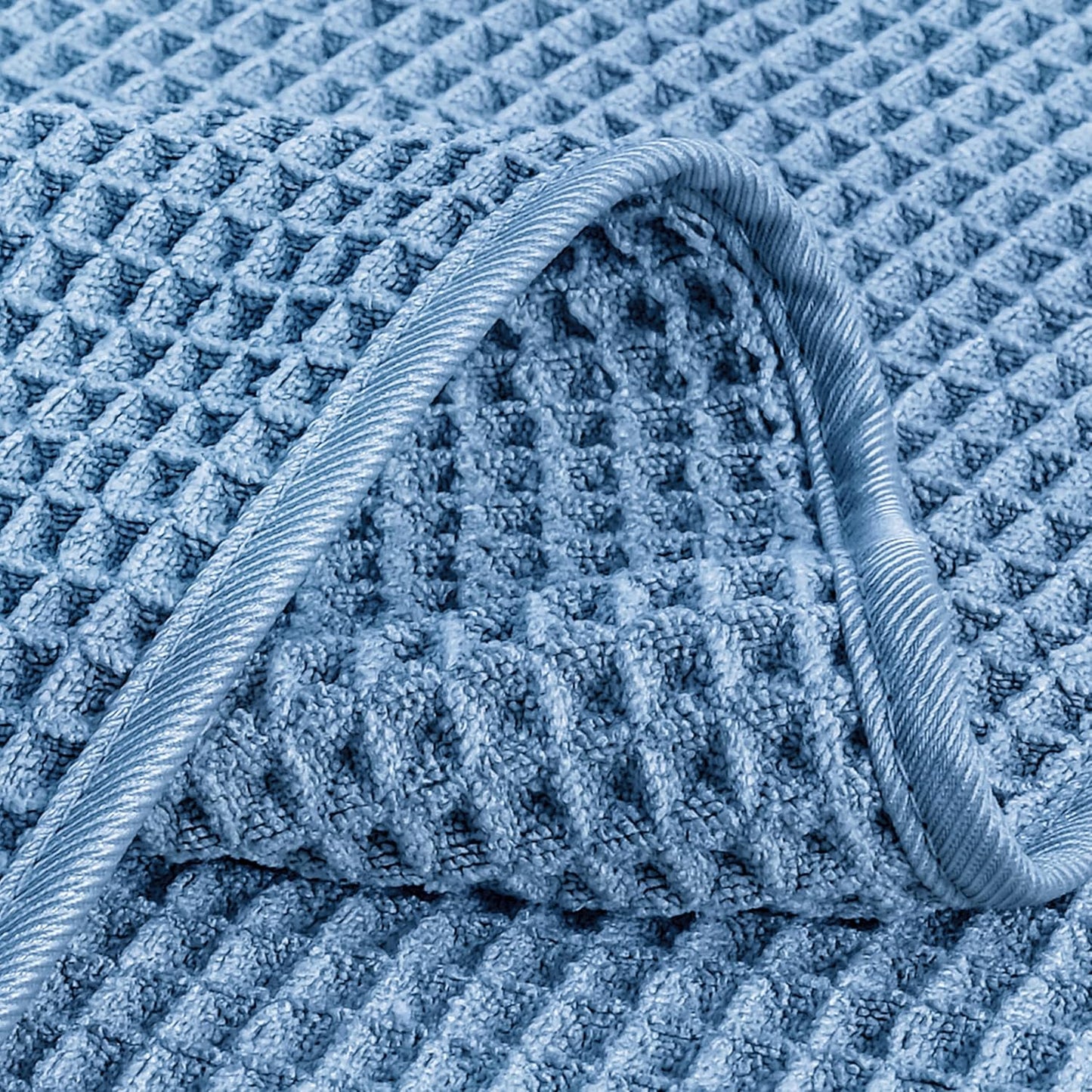 POLYTE Microfiber Lint Free Washcloth Face Towel, 13 x 13 in, 4 Pack (Waffle Weave)