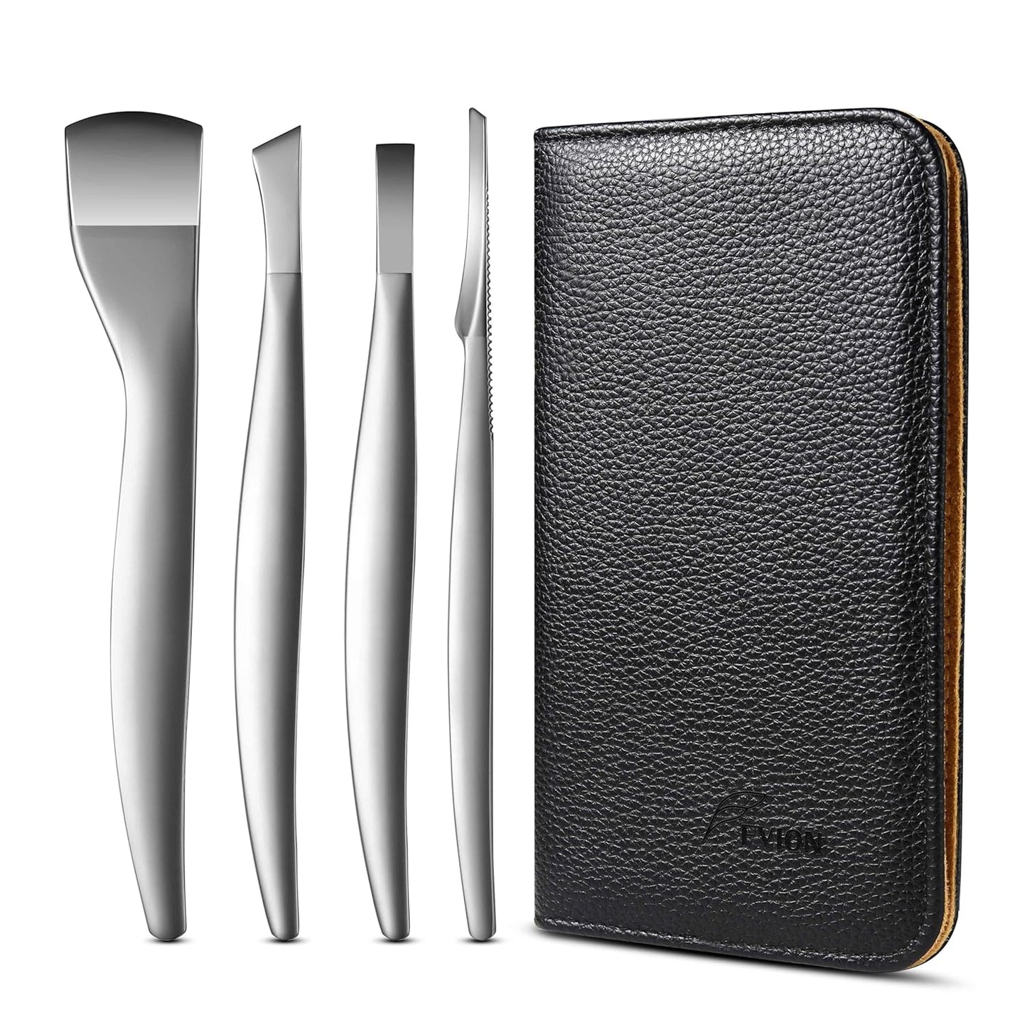 FVION Professional Pedicure Knife Set, 4PCS Ingrown Toenail Removal Blades Kit, Stainless Steel Callus Shaver Foot Blades - Silver