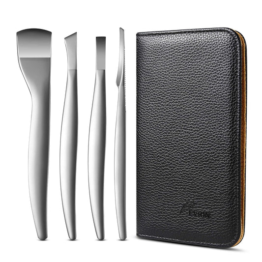 FVION Professional Pedicure Knife Set, 4PCS Ingrown Toenail Removal Blades Kit, Stainless Steel Callus Shaver Foot Blades - Silver