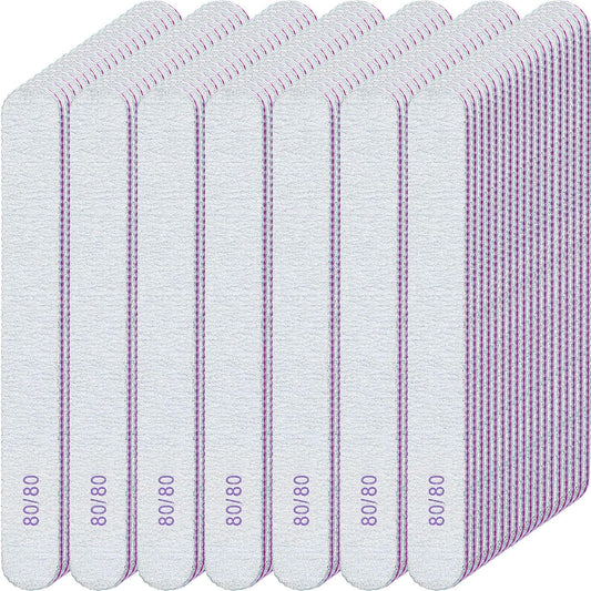 Jutom 200 Pcs Nail Files 80/80 Grit Double Sides Emery Boards Reusable Nail Files for Acrylic Fingernails Professional Manicure Tools for Natural Acrylic Fingernail Home and Salon Supplies