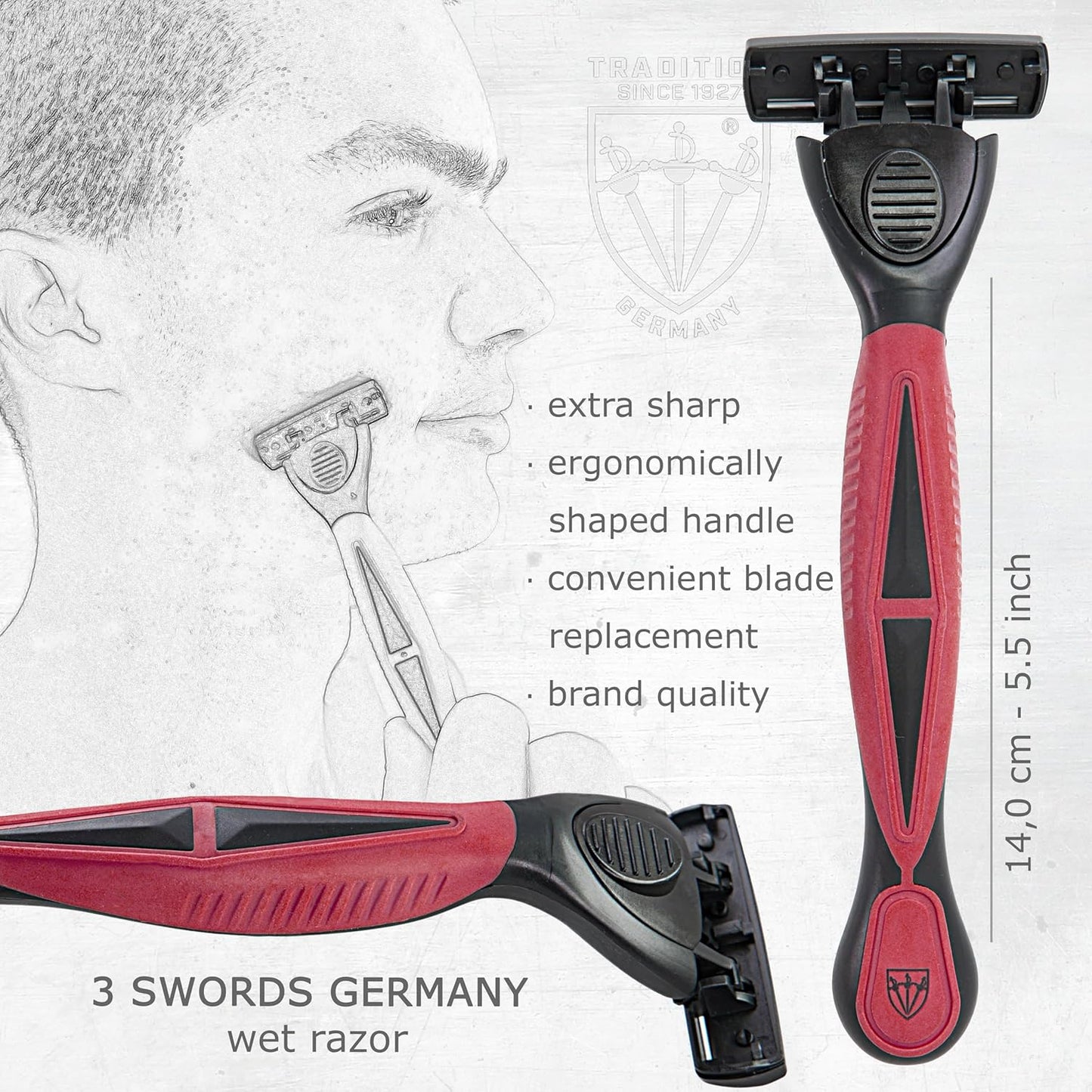 3 Swords Germany Men's Travel Set – Nail Scissors, Razor and much more in Compact Case, Ideal for Travel and Grooming On the Go