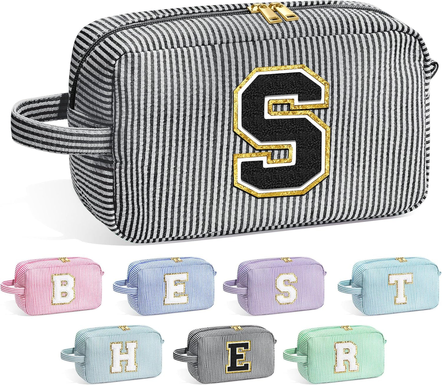 YOOLIFE Birthday Gifts - 20th 30th 40th 50th 60th Birthday Gifts for Women,Personalized Birthday Gifts for Women Her Best Friend Mom Sister, Monogram Initial Makeup Bag, Cute Cosmetic Bag for Women S