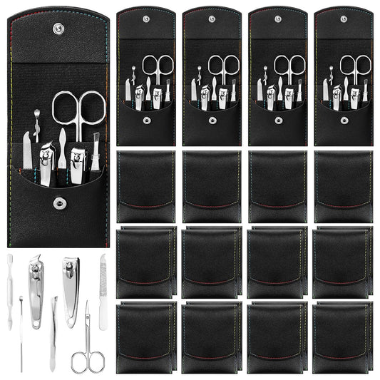 Lasnten 24 Set Christmas Manicure Set Bulk Nail Clippers Grooming Nail Kit Stainless Steel Professional Pedicure Kit Pedicure Tools with Travel Case Gifts for Xmas Men Women(7 in 1,Black)