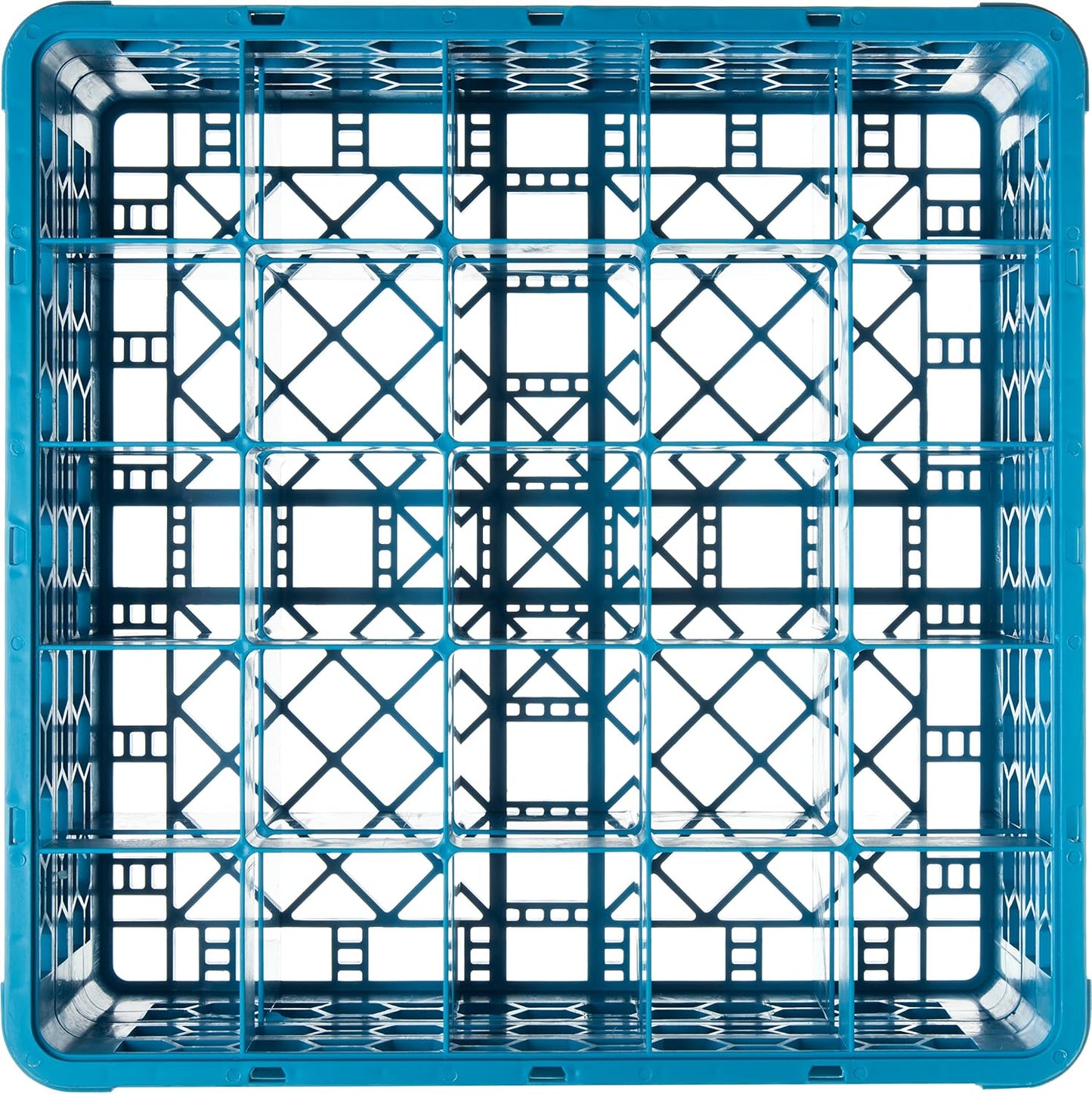 Carlisle FoodService Products OptiClean Plastic 25-Compartment Divided Glass Rack with Extender, Blue, (Pack of 3)