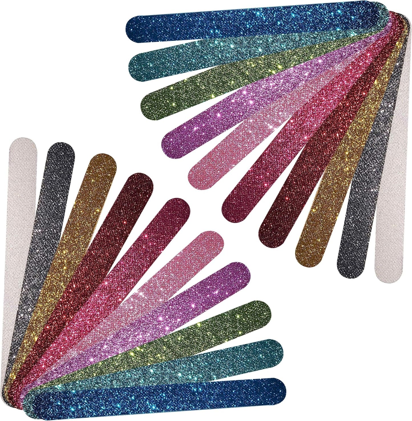 Glitter Colorful Nail File Strips - Manicure and Pedicure Nail Buffers - Double Sided Filers for Shaping and Smoothing Toenails and Fingernails (Regular, 20)