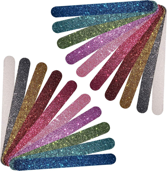 Glitter Colorful Nail File Strips - Manicure and Pedicure Nail Buffers - Double Sided Filers for Shaping and Smoothing Toenails and Fingernails (Regular, 20)