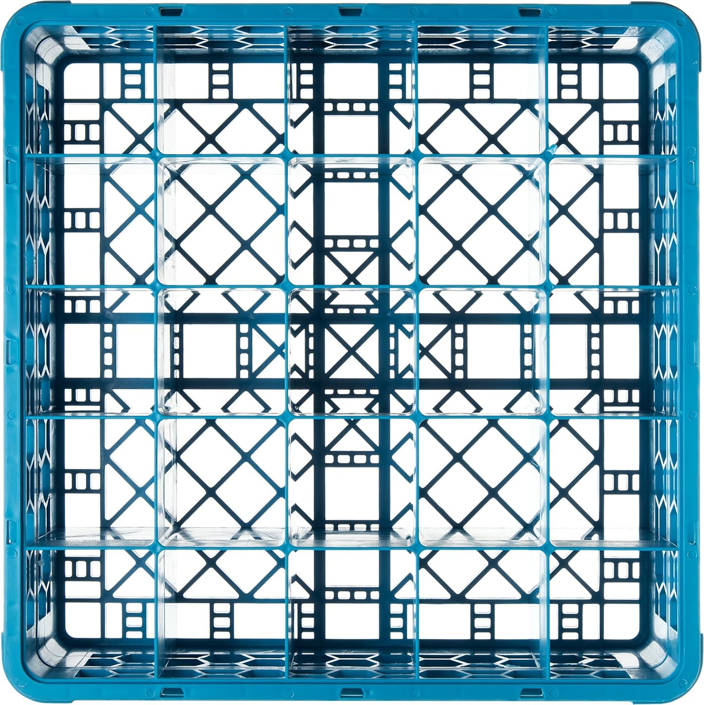 Carlisle FoodService Products RG25-114 OptiClean 25 Compartment Glass Rack with Extender, 3-1/2" Compartments, Blue (Pack of 4)