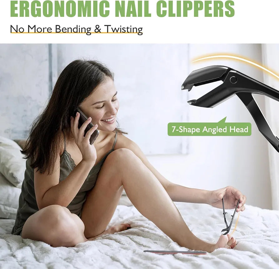 Toenail Clippers for Seniors Thick Toenails, Large Angle Head
Toe Nail Clippers for Men with Wide Jaw Opening, Nail Clippers for Thick Nails with Catcher Long Handle