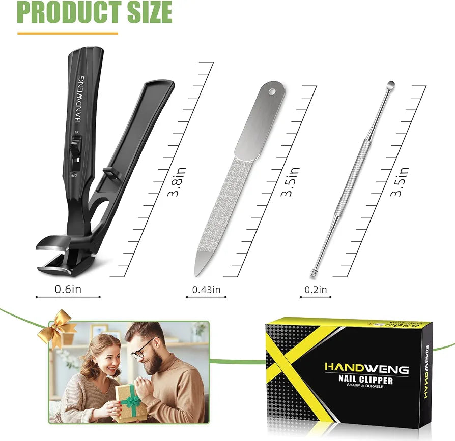 Toenail Clippers for Seniors Thick Toenails, Large Angle Head
Toe Nail Clippers for Men with Wide Jaw Opening, Nail Clippers for Thick Nails with Catcher Long Handle